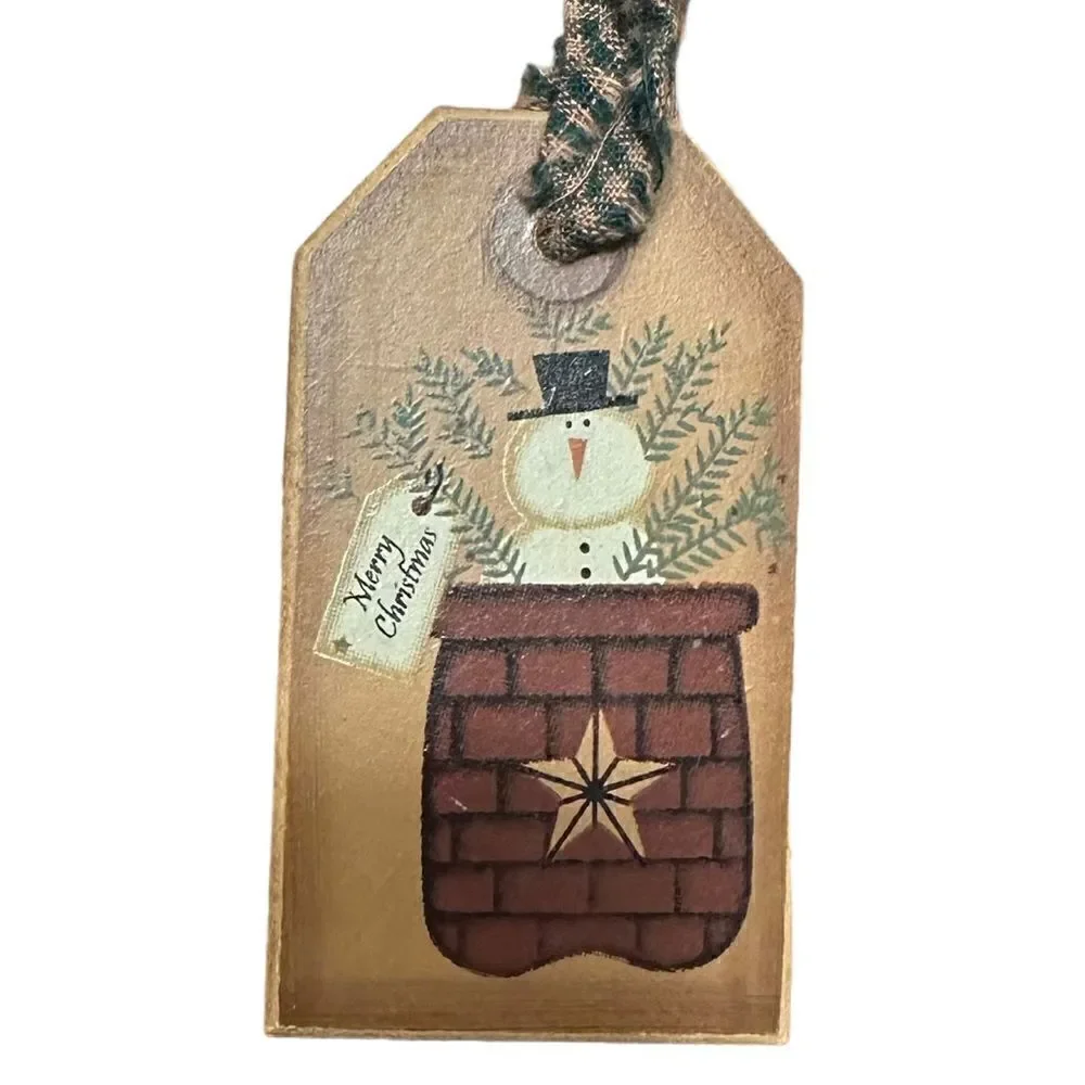 Barbara Lloyd Hearthside Collection Snowman Wooden Tag Ornament